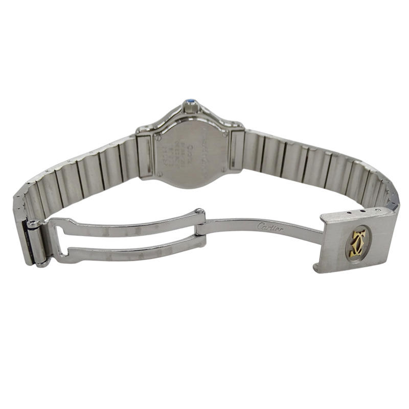 卡地亞女士腕錶，Santos Octagon SM，日期顯示，石英機芯，不鏽鋼（SS）和黃金（YG），W2001683，組合，拋光。-3