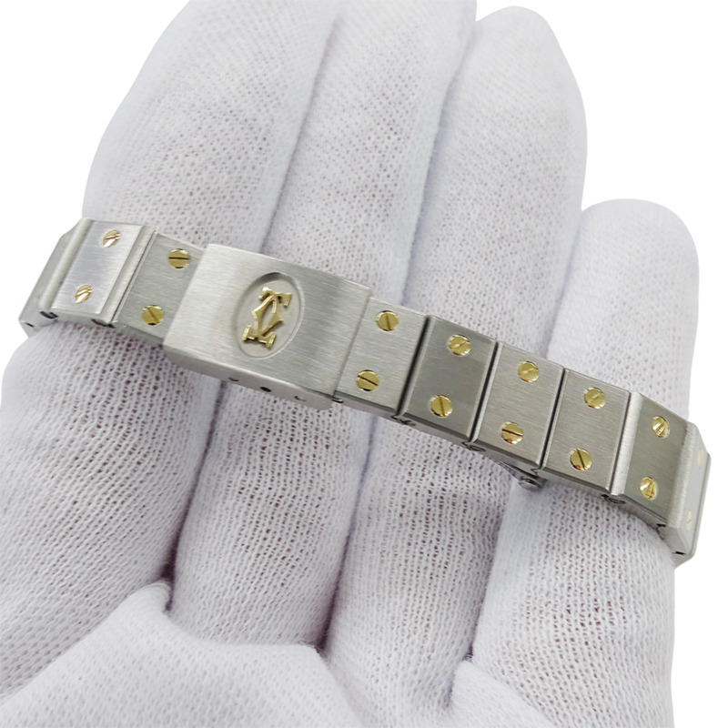 卡地亞女士腕錶，Santos Octagon SM，日期顯示，石英機芯，不鏽鋼（SS）和黃金（YG），W2001683，組合，拋光。-5