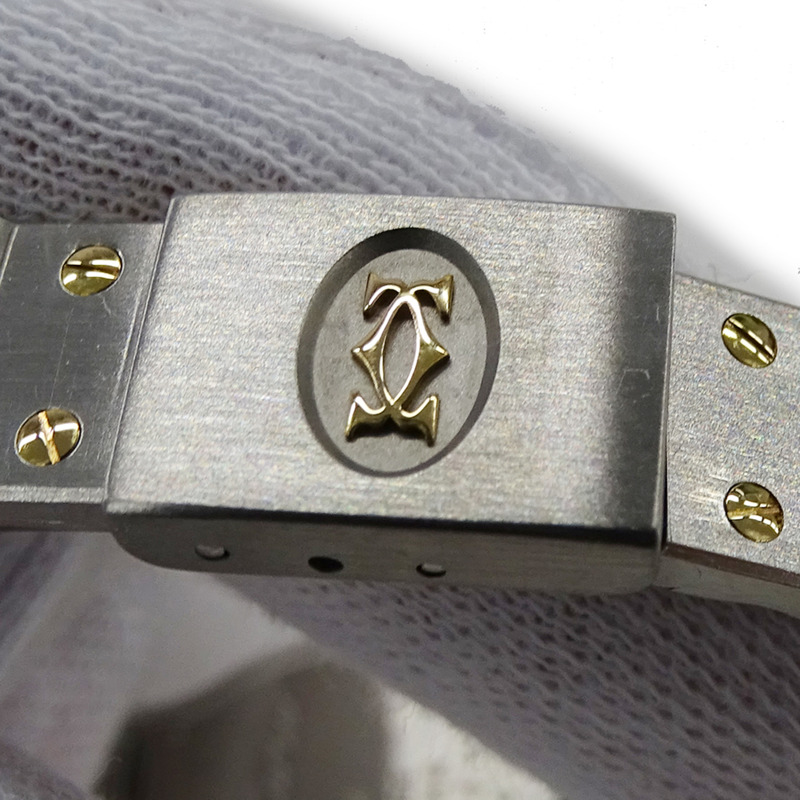 卡地亞女士腕錶，Santos Octagon SM，日期顯示，石英機芯，不鏽鋼（SS）和黃金（YG），W2001683，組合，拋光。-9