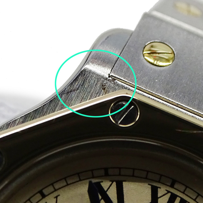 卡地亞女士腕錶，Santos Octagon SM，日期顯示，石英機芯，不鏽鋼（SS）和黃金（YG），W2001683，組合，拋光。-14