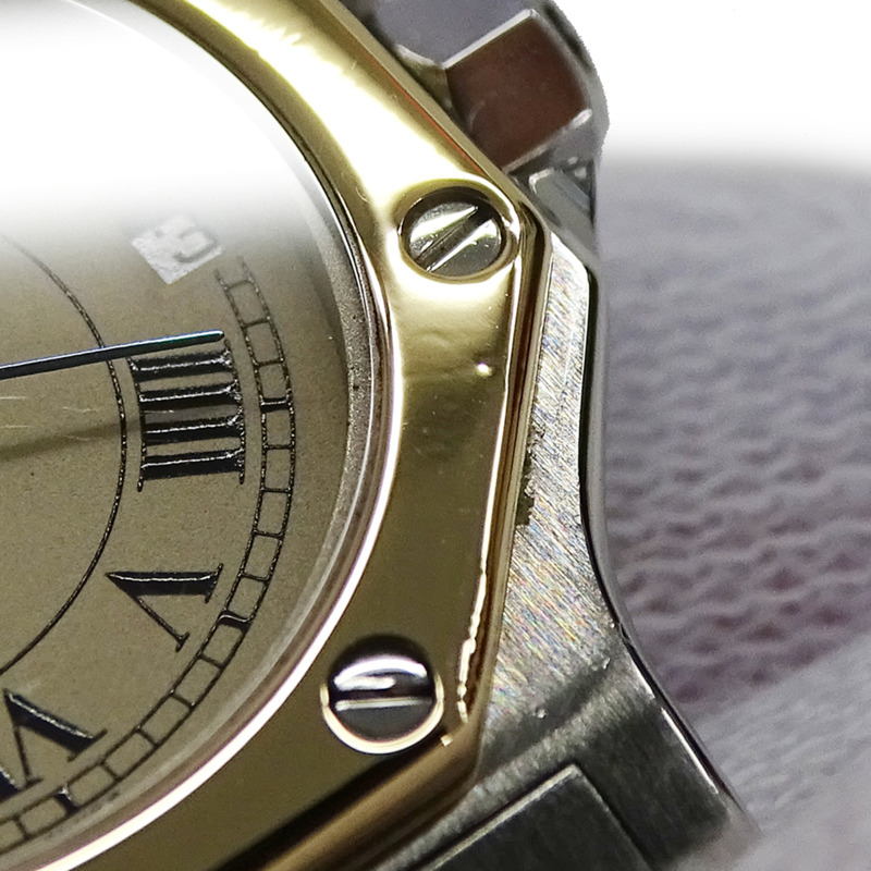 卡地亞女士腕錶，Santos Octagon SM，日期顯示，石英機芯，不鏽鋼（SS）和黃金（YG），W2001683，組合，拋光。-15