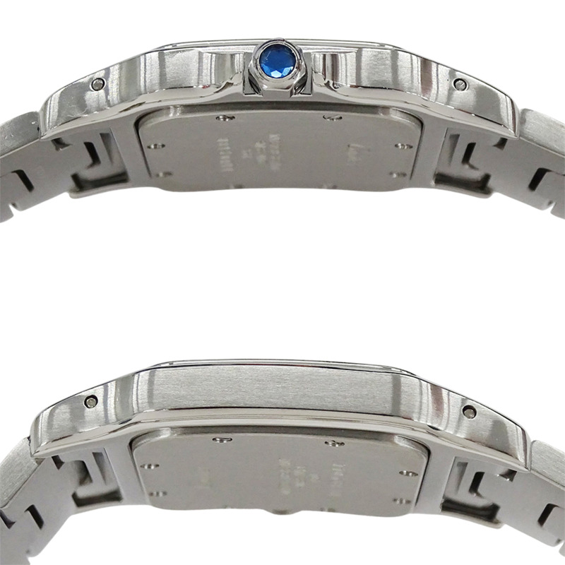 卡地亞男士腕錶，Santos Galbee LM，日期顯示，石英機芯，不鏽鋼（SS），W20018D6，銀色/象牙色，拋光。-2