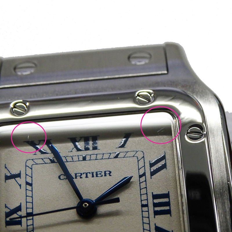 卡地亞男士腕錶，Santos Galbee LM，日期顯示，石英機芯，不鏽鋼（SS），W20018D6，銀色/象牙色，拋光。-14