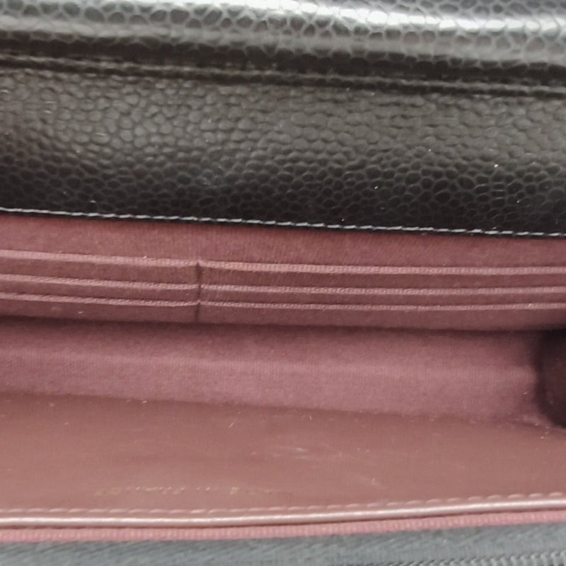 CHANEL CFWOC19cm黑色荔枝牛皮晶片開金扣-4