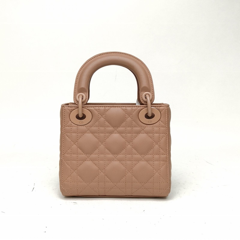 DIOR LadyDior戴妃包三格豆沙粉牛皮粉扣2022-2