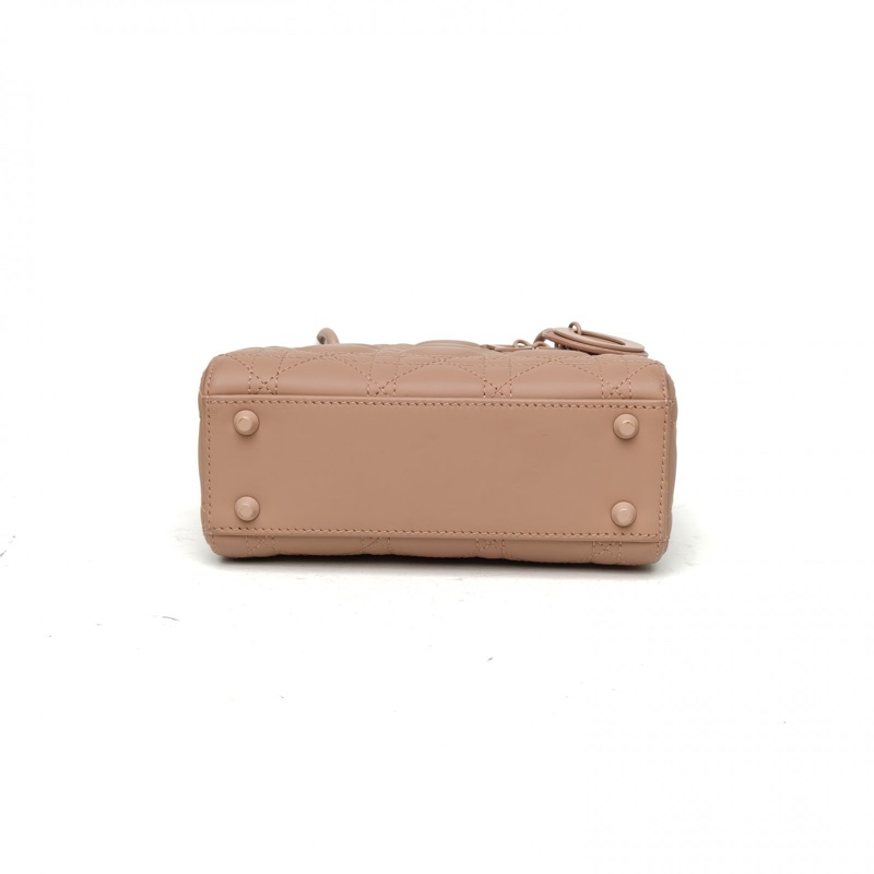 DIOR LadyDior戴妃包三格豆沙粉牛皮粉扣2022-3