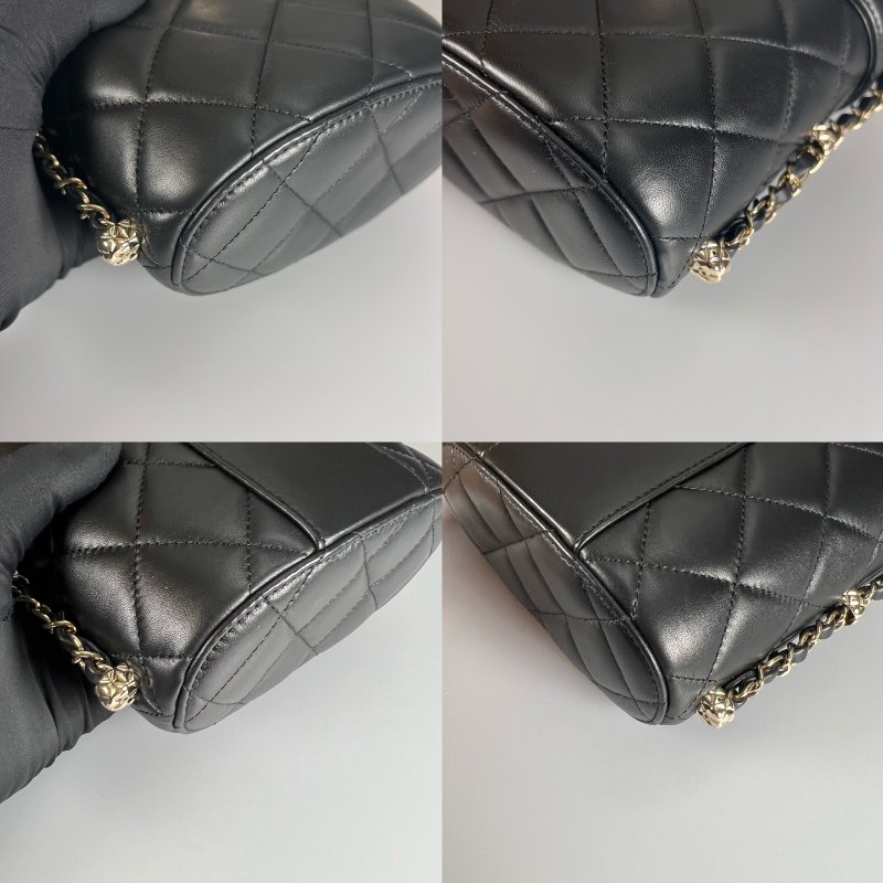 CHANEL 口蓋化妝包羊皮黑 晶片款-9