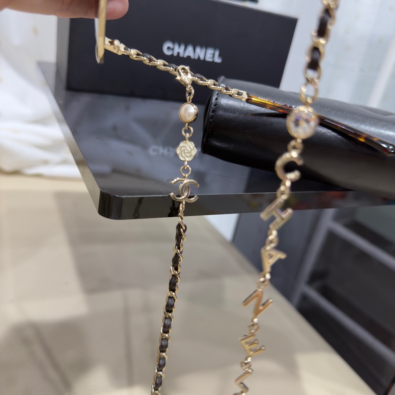 【CHANEL香奈兒 】A71447經典編織皮穿鍊金框太陽眼鏡(茶色) +眼鏡鏈-6