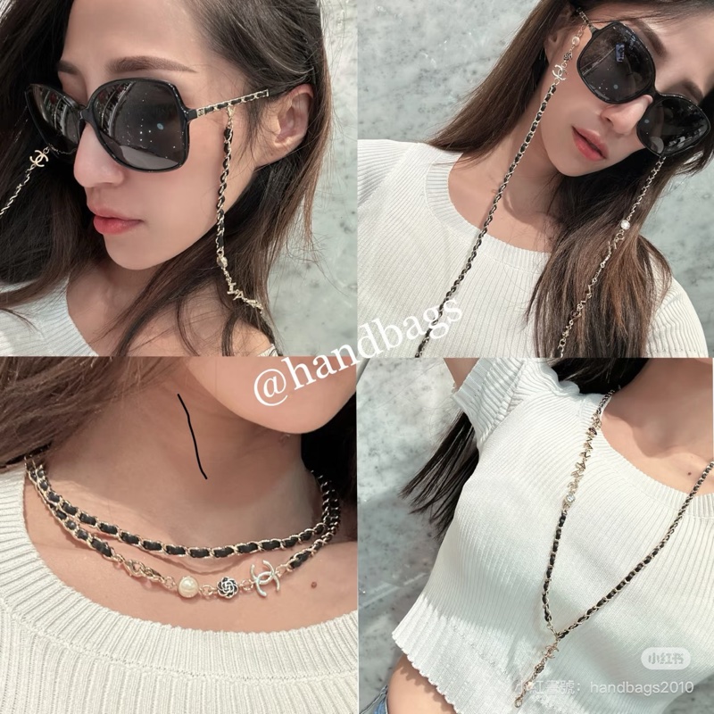 【CHANEL香奈兒 】A71447經典編織皮穿鍊金框太陽眼鏡(茶色) +眼鏡鏈-9