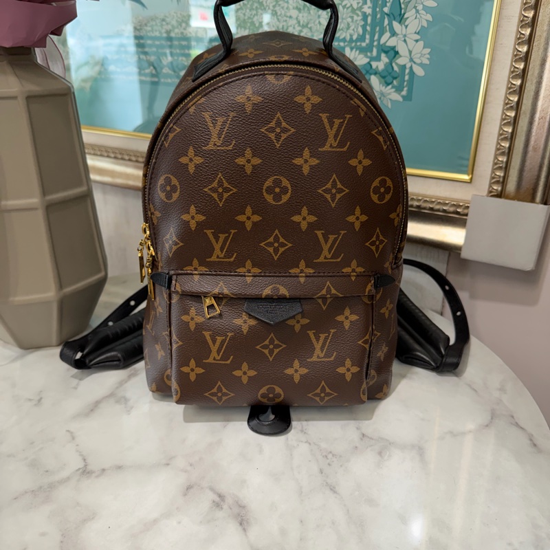 LV 原花Palm Springs PM金釦手提後背包M44871-0