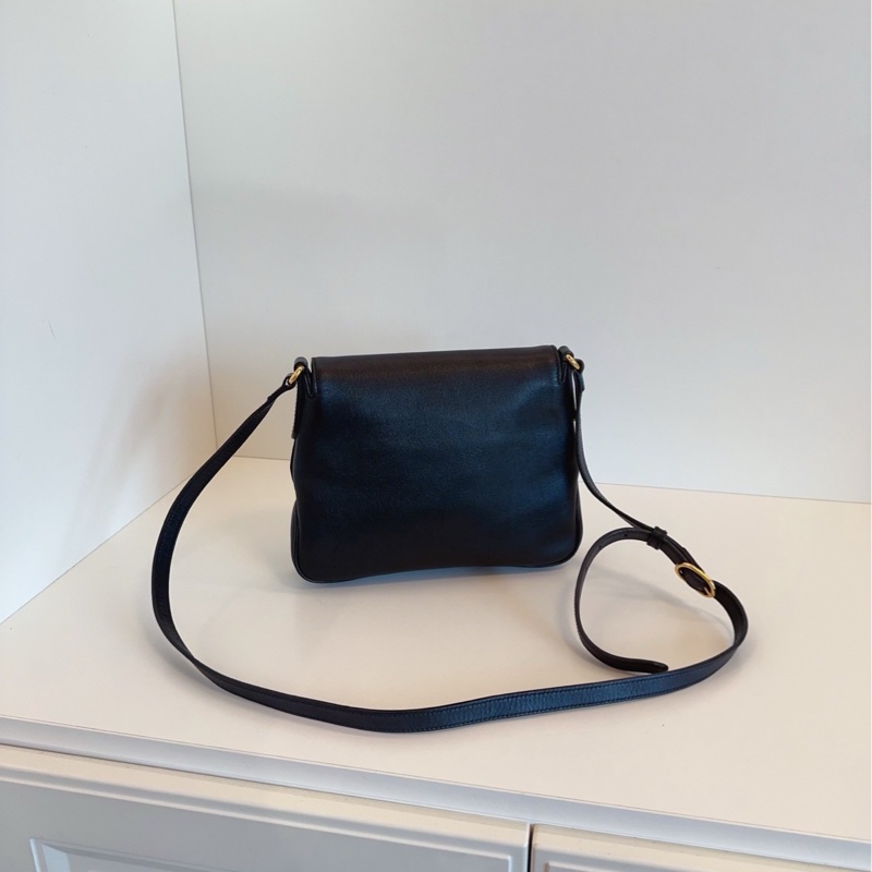 全網最低價🥹Gucci古馳黑金全皮雙G扣郵差包單肩斜挎包-6