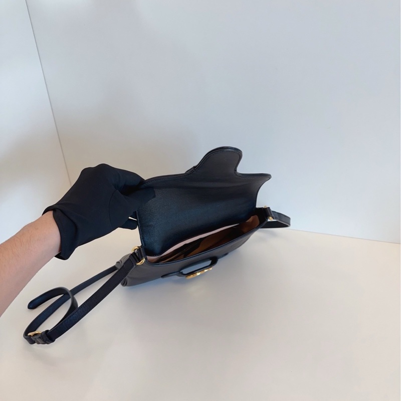 全網最低價🥹Gucci古馳黑金全皮雙G扣郵差包單肩斜挎包-10