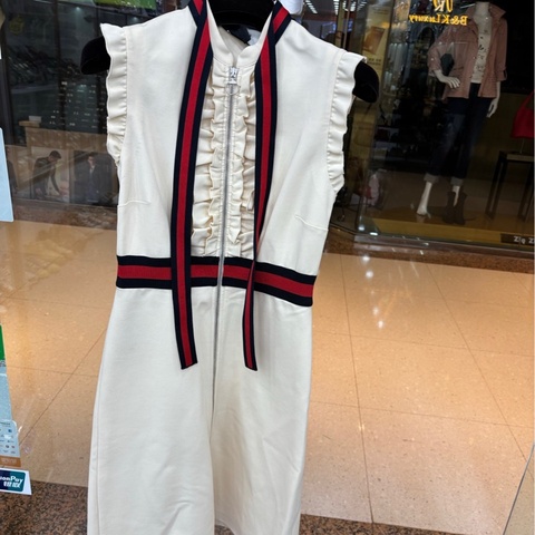 GUCCI 古馳 撞色蝴蝶結無袖連身裙 S碼