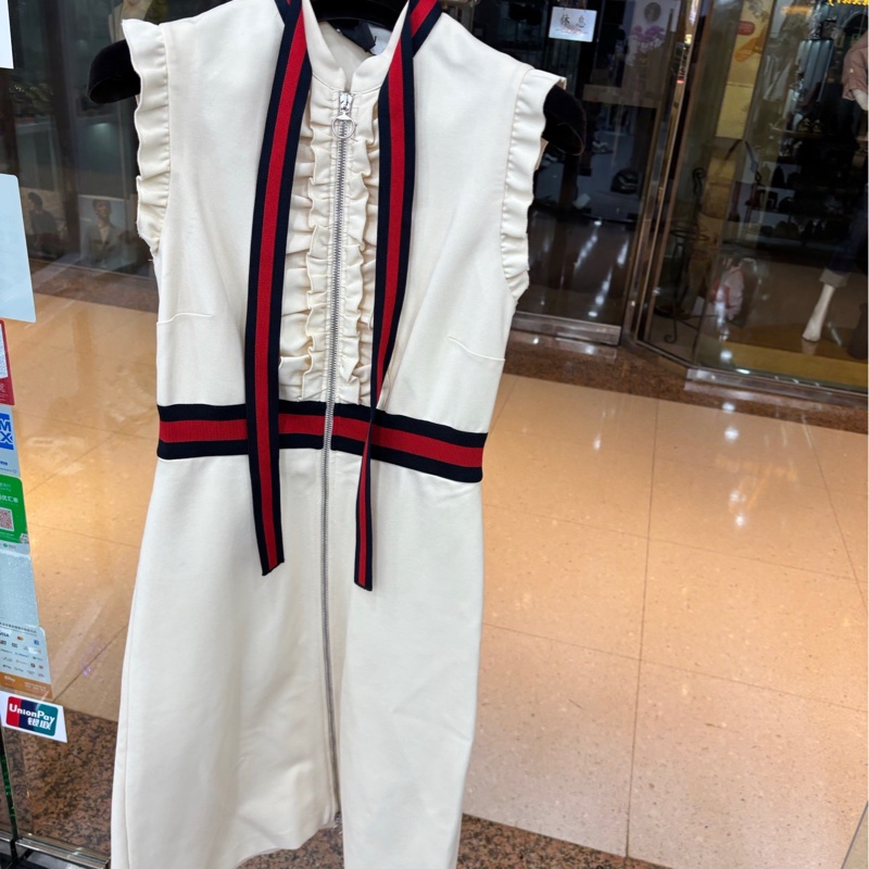 GUCCI 古馳 撞色蝴蝶結無袖連身裙 S碼-1