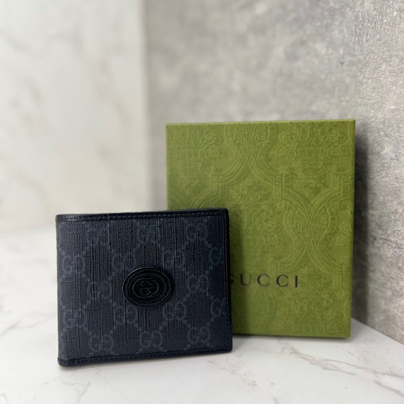 香緹國際精品 940 Gucci 黑老花短夾 盒裝完整-0