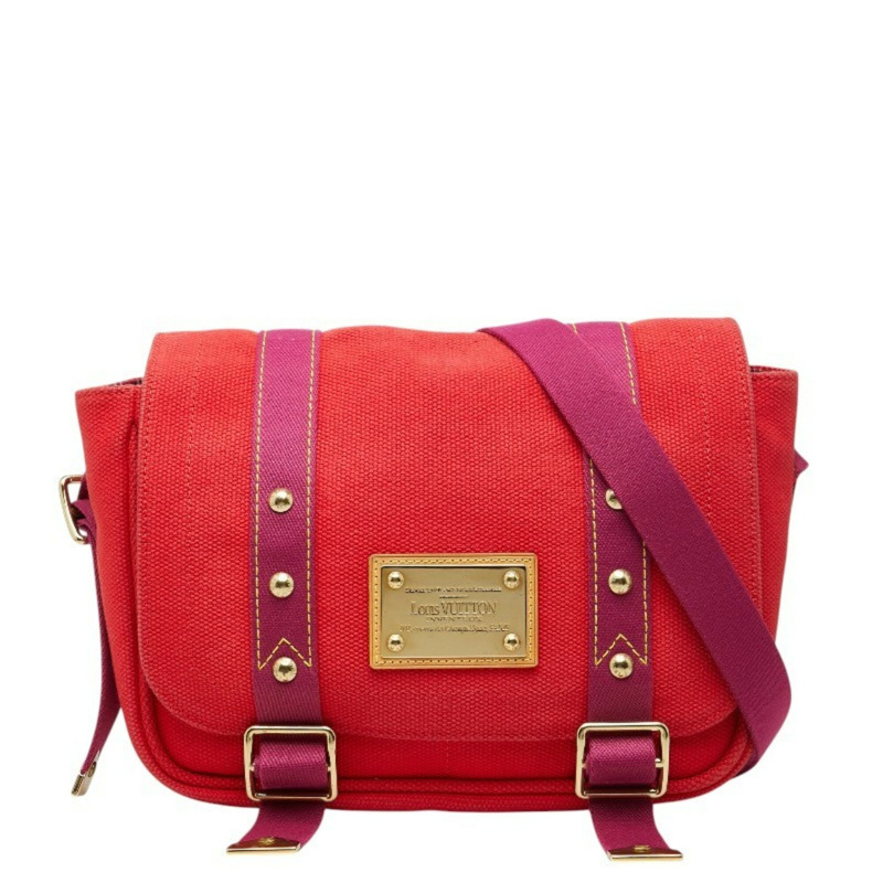 路易威登 Antigua Busas PM 斜背單肩包 M40040 紅色帆布 女士 LOUIS VUITTON-0