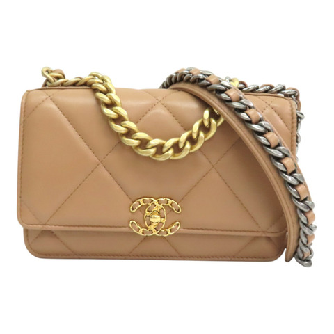 奶茶色 菱格紋 羊皮 19 WOC 兩用包 金釦【CHANEL 香奈兒】 AP3267