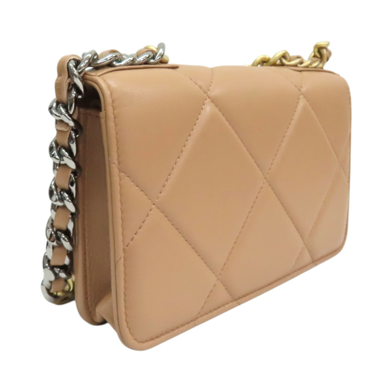 奶茶色 菱格紋 羊皮 19 WOC 兩用包 金釦【CHANEL 香奈兒】 AP3267-1