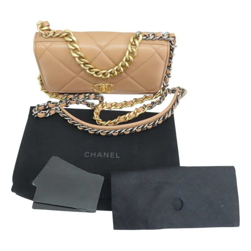 奶茶色 菱格紋 羊皮 19 WOC 兩用包 金釦【CHANEL 香奈兒】 AP3267-9