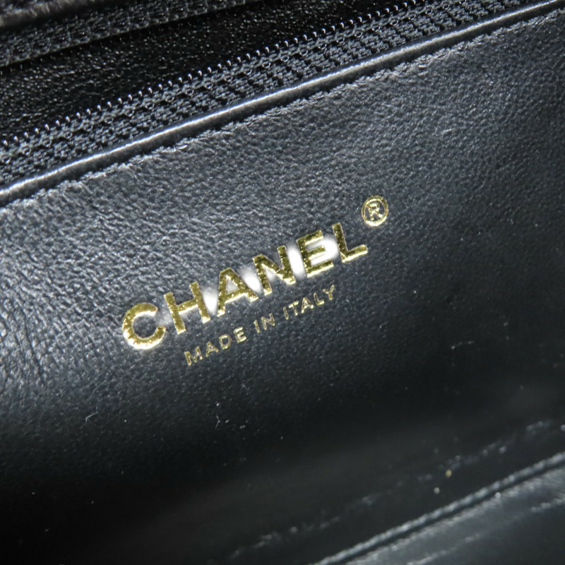 黑色 格紋 荔枝牛皮 CC Filigree Vanity Case 化妝包 兩用包【CHANEL 香奈兒】 A93343-4
