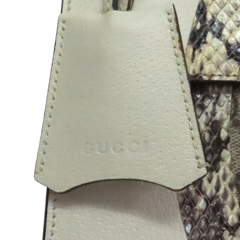 白色 GG Supreme帆布 蛇皮 Padlock 肩背包【GUCCI 古馳】 432679-5