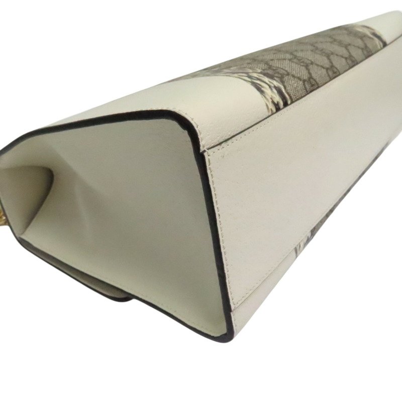 白色 GG Supreme帆布 蛇皮 Padlock 肩背包【GUCCI 古馳】 432679-11