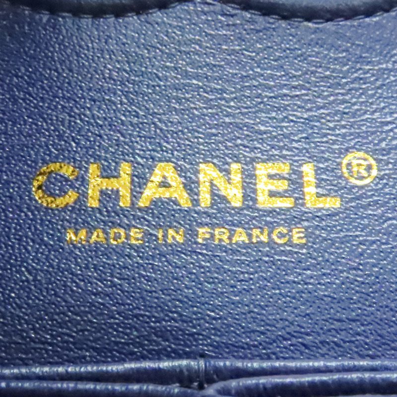 虹彩藍 菱格紋 荔枝牛皮 COCO 25 鍊帶肩背包 金釦【CHANEL 香奈兒】 A01112-5