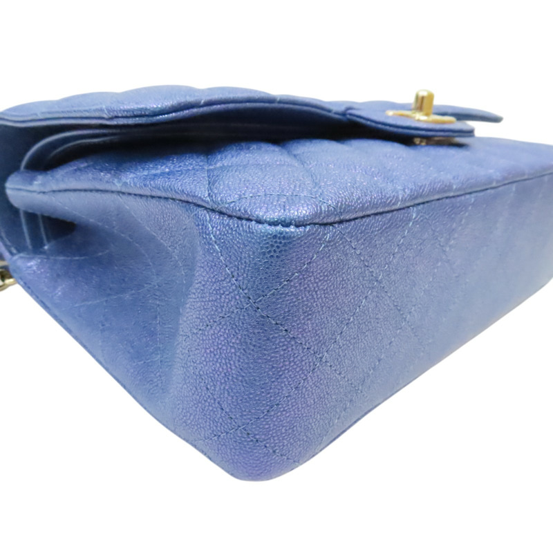 虹彩藍 菱格紋 荔枝牛皮 COCO 25 鍊帶肩背包 金釦【CHANEL 香奈兒】 A01112-10