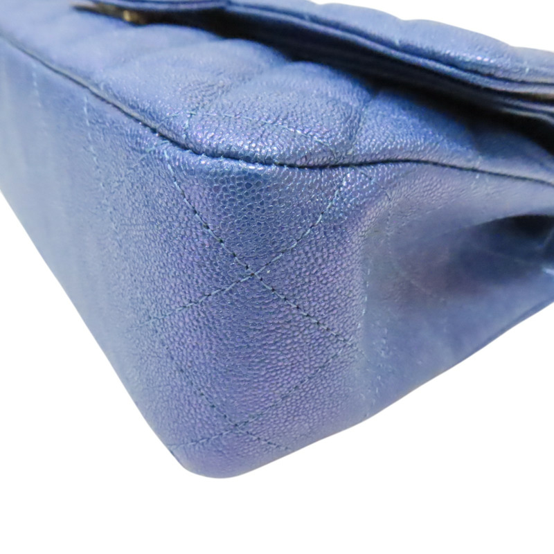 虹彩藍 菱格紋 荔枝牛皮 COCO 25 鍊帶肩背包 金釦【CHANEL 香奈兒】 A01112-11