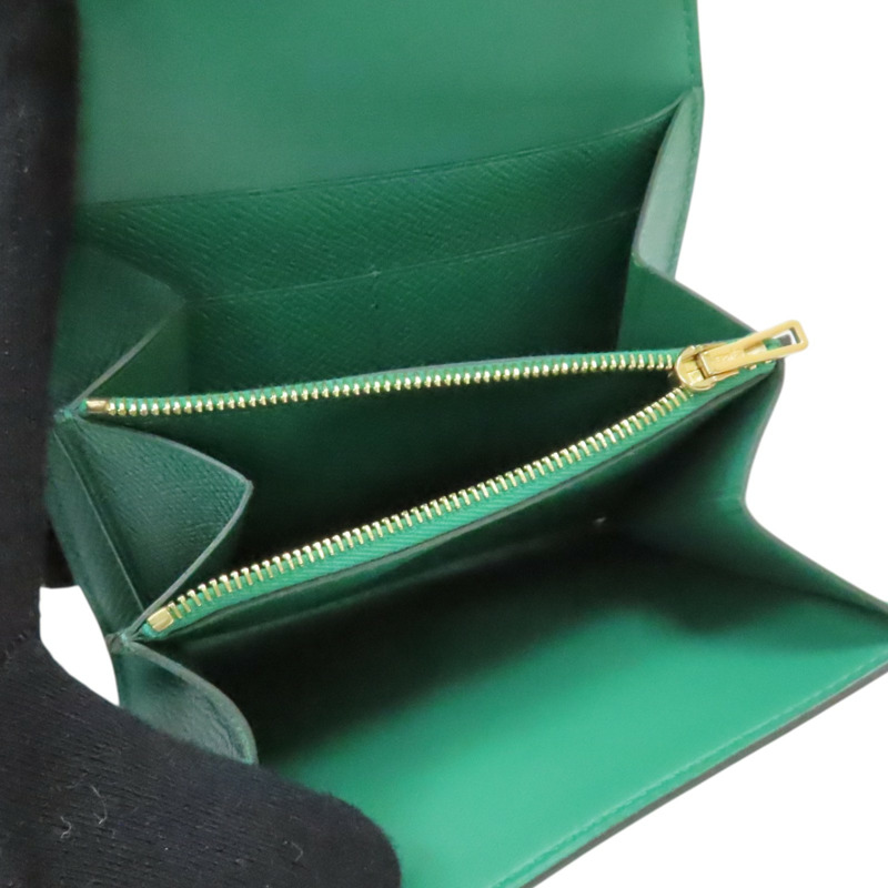 綠色 Epsom牛皮 Constance Compact Passant 扣式 短夾 A刻 金扣【HERMES 愛馬仕】-2