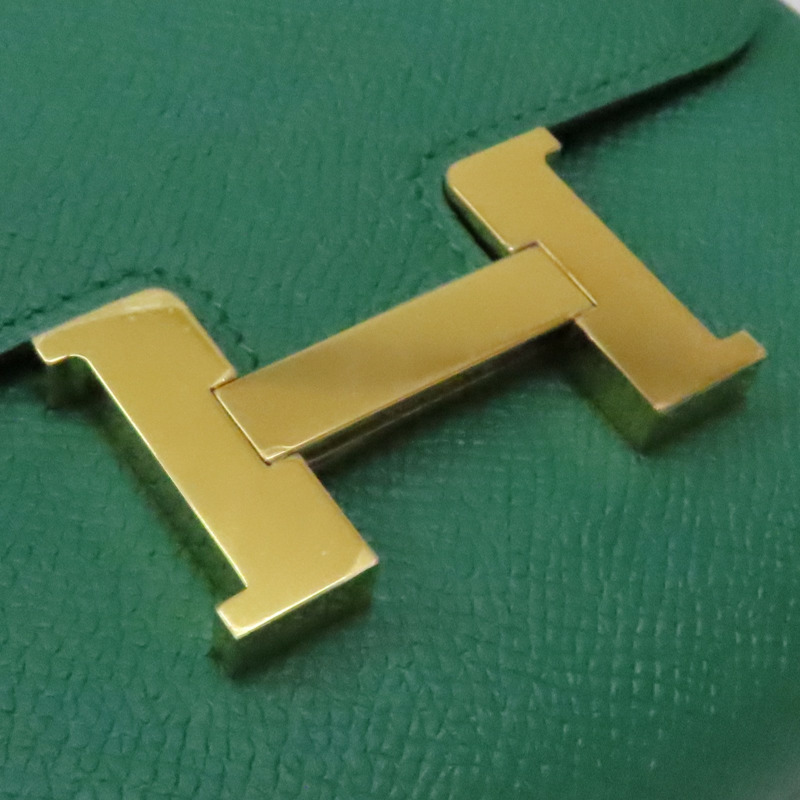 綠色 Epsom牛皮 Constance Compact Passant 扣式 短夾 A刻 金扣【HERMES 愛馬仕】-5
