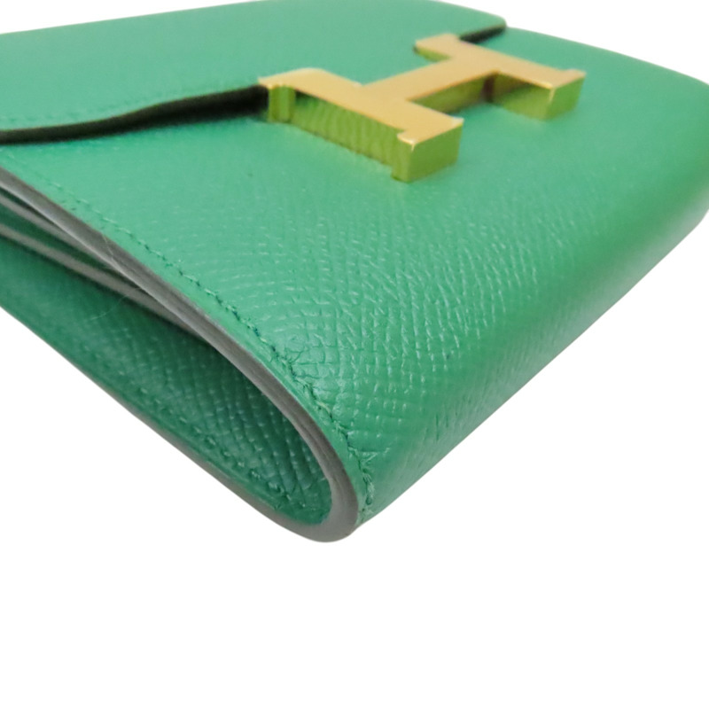 綠色 Epsom牛皮 Constance Compact Passant 扣式 短夾 A刻 金扣【HERMES 愛馬仕】-7