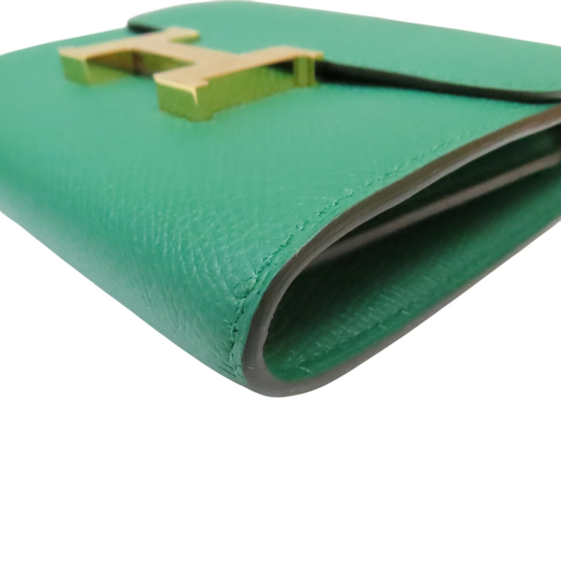 綠色 Epsom牛皮 Constance Compact Passant 扣式 短夾 A刻 金扣【HERMES 愛馬仕】-8