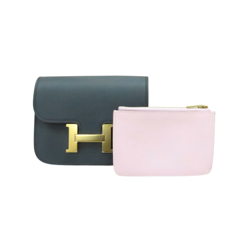 盧梭綠 Evercolor牛皮 Constance Slim 扣式 短夾 U刻 金釦【HERMES 愛馬仕】-8