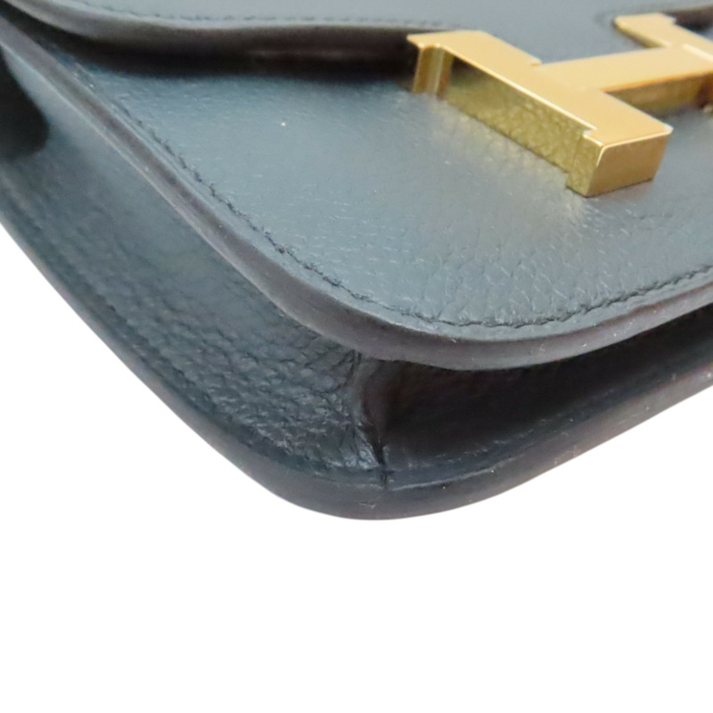 盧梭綠 Evercolor牛皮 Constance Slim 扣式 短夾 U刻 金釦【HERMES 愛馬仕】-9