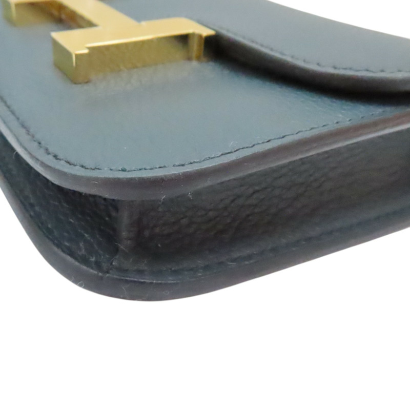 盧梭綠 Evercolor牛皮 Constance Slim 扣式 短夾 U刻 金釦【HERMES 愛馬仕】-10