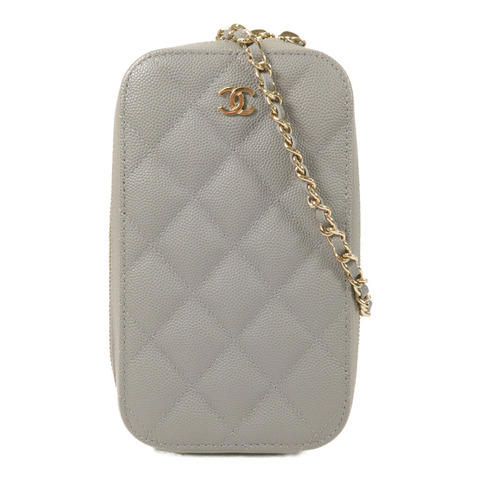 CHANEL 牛皮皮革Phone Bag金扣鏈帶肩背袋
