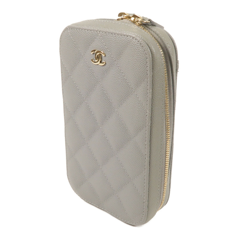 CHANEL 牛皮皮革Phone Bag金扣鏈帶肩背袋-1
