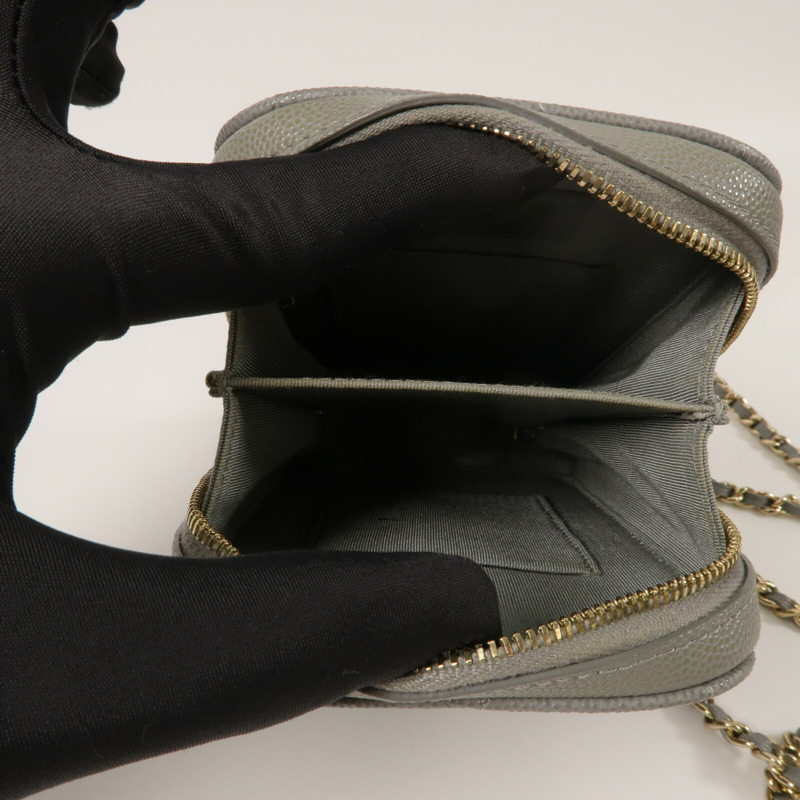 CHANEL 牛皮皮革Phone Bag金扣鏈帶肩背袋-4