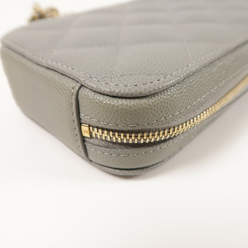 CHANEL 牛皮皮革Phone Bag金扣鏈帶肩背袋-12