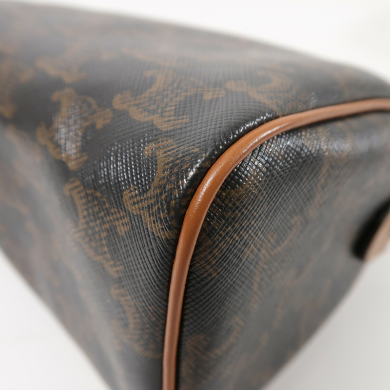 CELINE 塗層帆布Triomphe Boston Bag金扣手挽肩背兩用袋-9