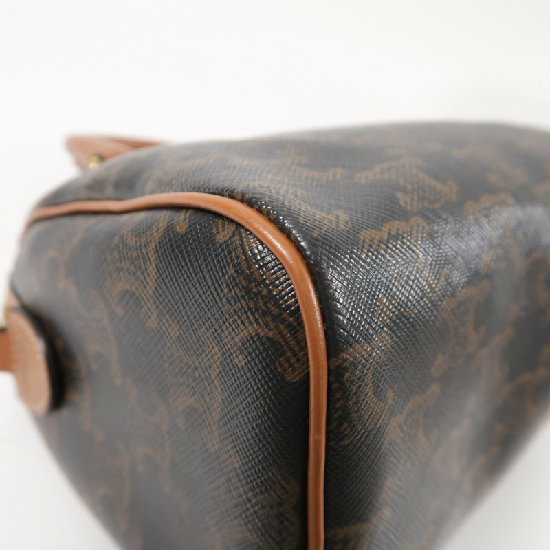 CELINE 塗層帆布Triomphe Boston Bag金扣手挽肩背兩用袋-10