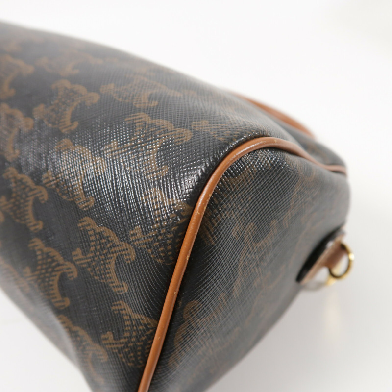 CELINE 塗層帆布Triomphe Boston Bag金扣手挽肩背兩用袋-11