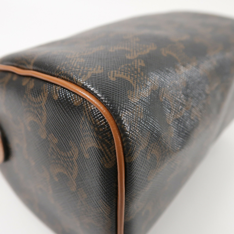 CELINE 塗層帆布Triomphe Boston Bag金扣手挽肩背兩用袋-12