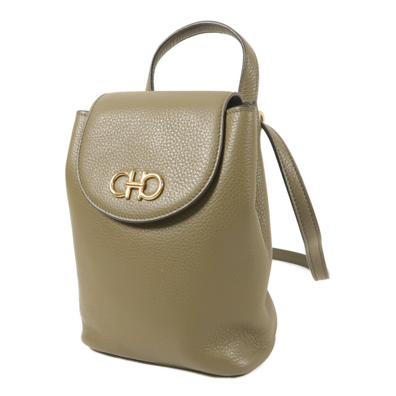 Salvatore Ferragamo 牛皮皮革Gancini金扣背包-1