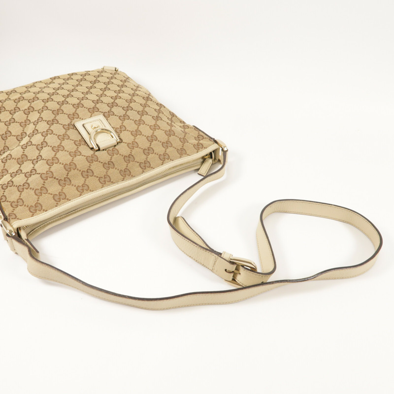 GUCCI 帆布Shoulder Bag金扣肩背袋-7