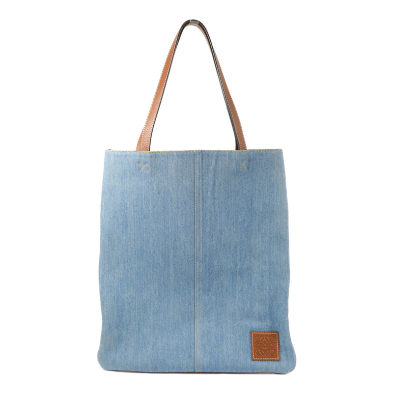LOEWE 牛仔布/棉質Vertical Tote Strip手挽袋-2