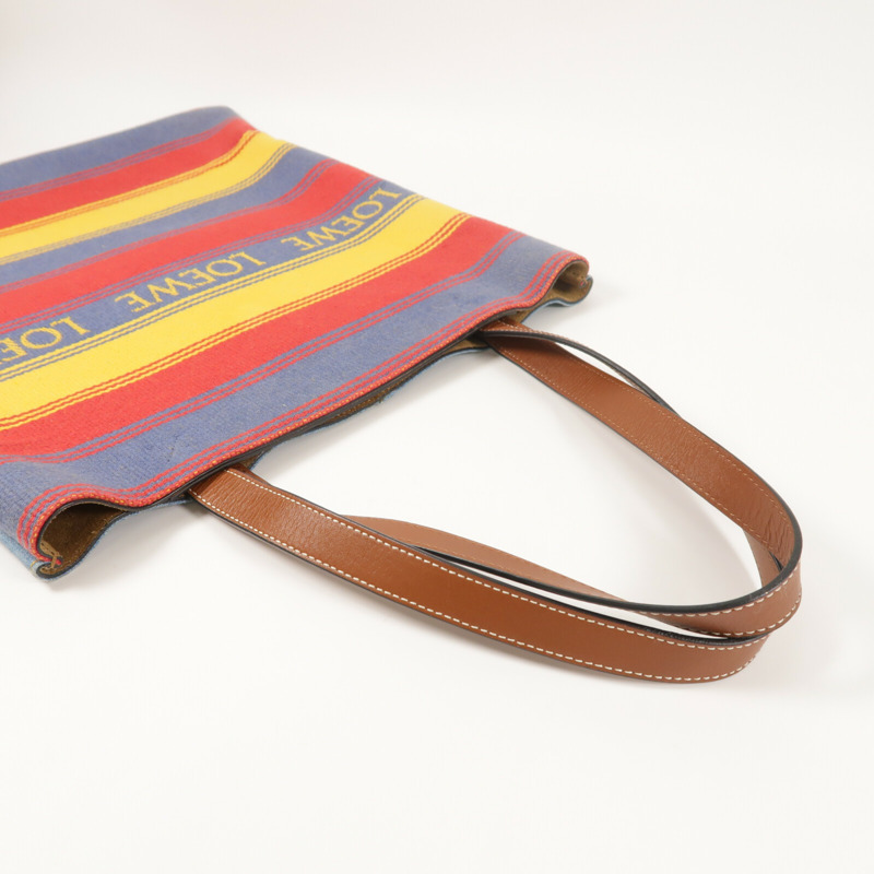 LOEWE 牛仔布/棉質Vertical Tote Strip手挽袋-7