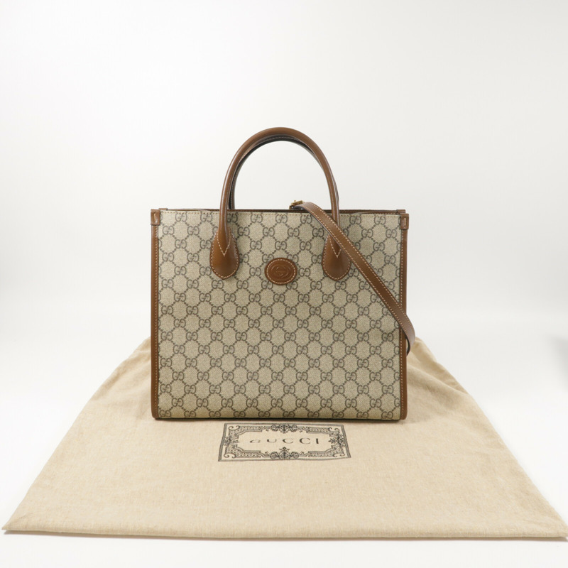 GUCCI 塗層帆布GG Retro Tote金扣手挽肩背兩用袋-10