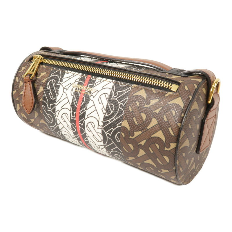 BURBERRY 塗層帆布Mongram Stripe金扣手挽肩背兩用袋-1